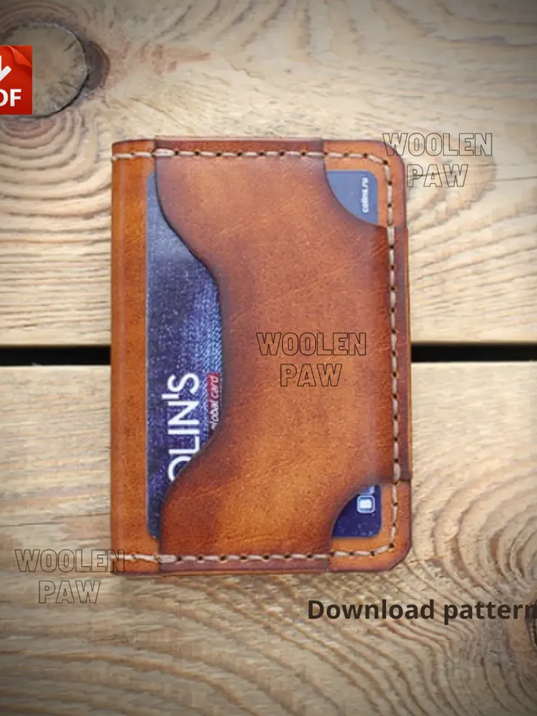 Leather pattern to make a Minimalist wallet. BF12
