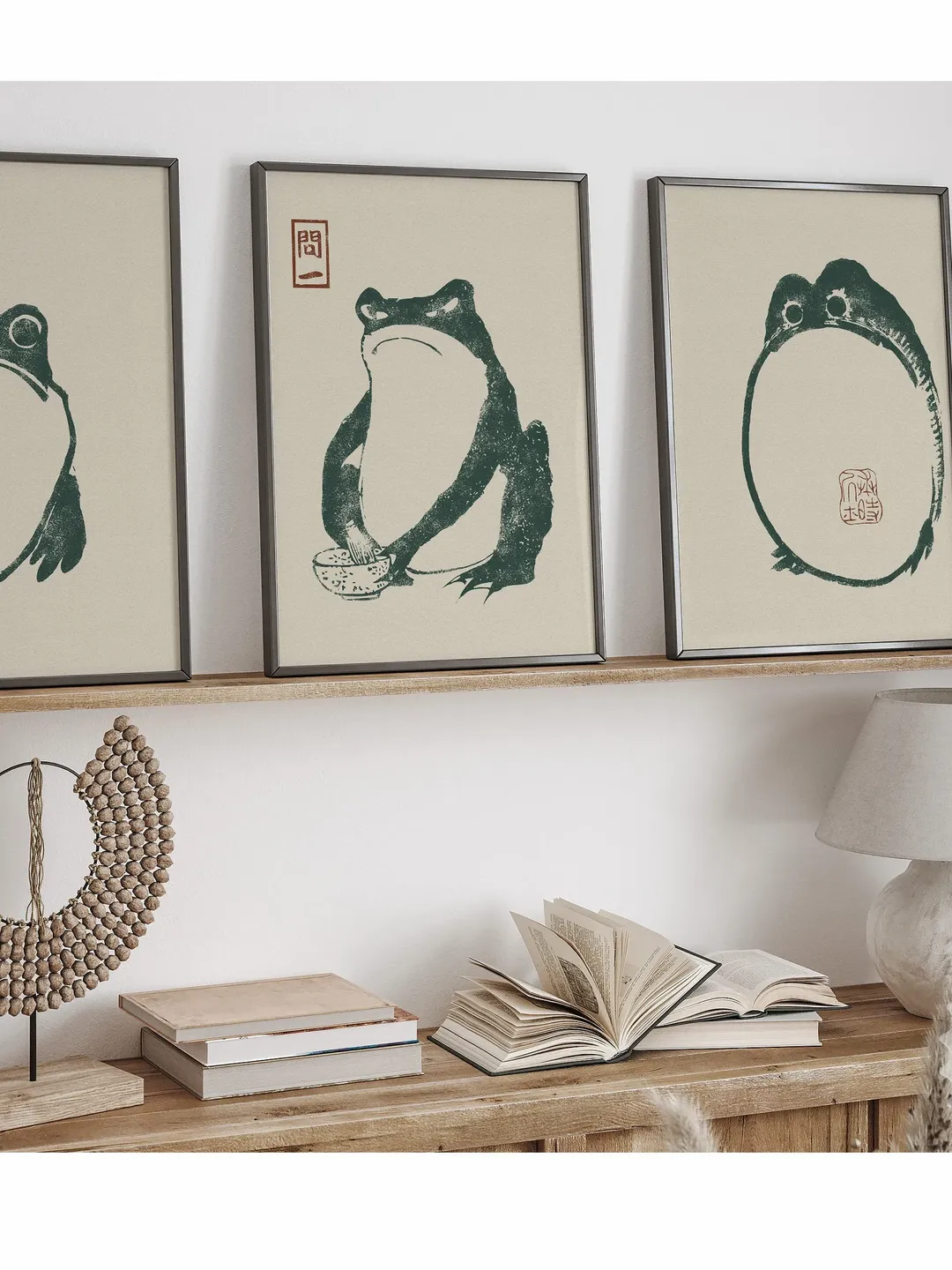 Matsumoto Shoji Japanese Art Frog Print set of 3, Vintage