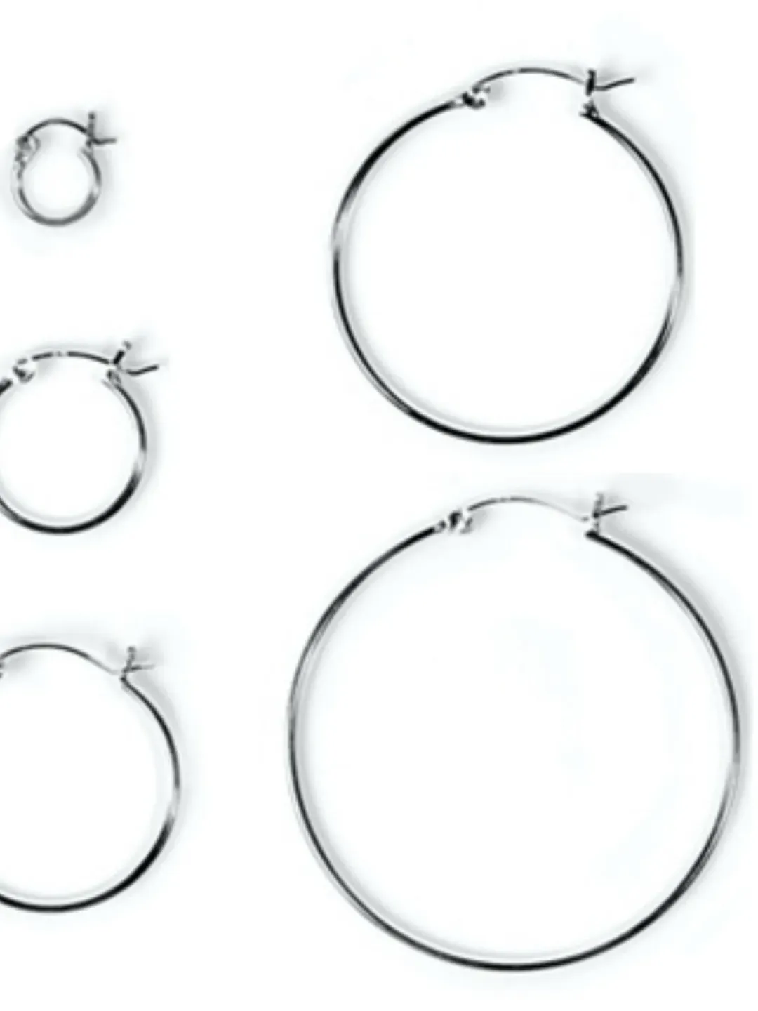 Sterling Silver Hoop earrings, Continuous hoop earrings, Cartilage Earrings, 925 sterling hoop earrings 10 mm-80 mm, Snap post 1.5mm thick