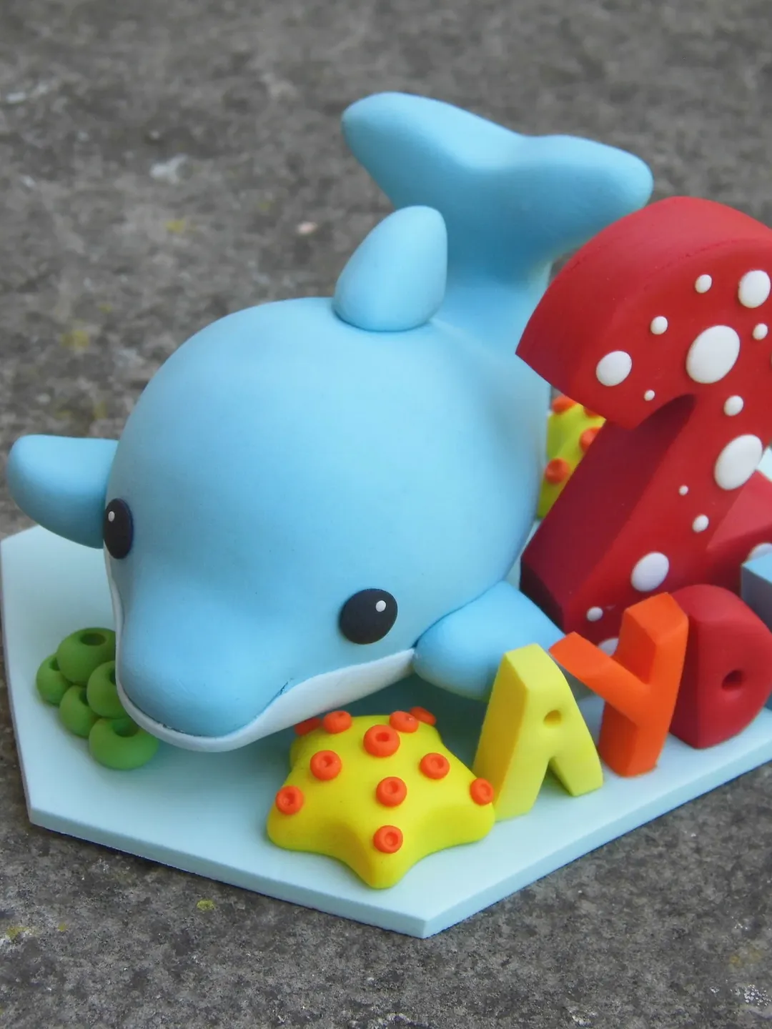 Dolphin Birthday Cake Topper, Sea Animal Cake Topper, Dolphin Birthday Cake Topper, Personalized Under The Sea Birthday Cake Topper Figurine