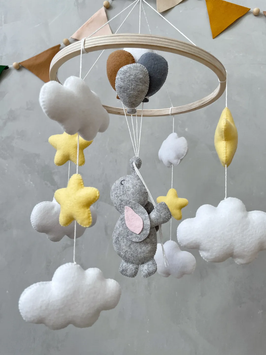 Neutral baby mobile elephant Adventure nursery baby mobile decor Travel crib mobile boy girl