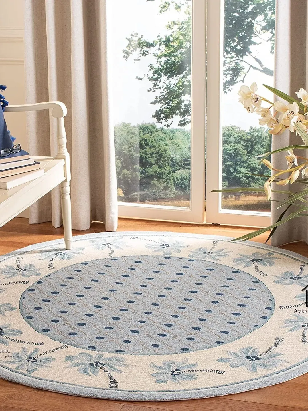 Ayka Unique Modern Round Hand Tufted 100% Pure Woolen Living Room Carpet / Hall Rugs / Dining Rugs / Kids Rugs / Woolen Rug / Christmas Gift