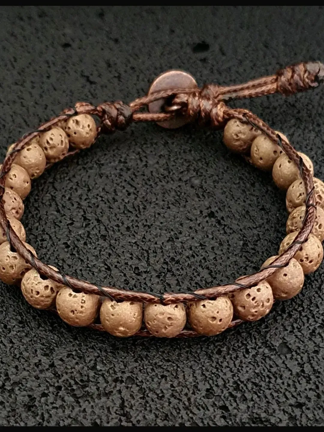 Beige Lava Rock Ethnic Bracelet, Lava Rock Wristlet, Boho Bracelet, Lava Stone Beads, Special Day Gifts, Christmas Gift for Women, Men