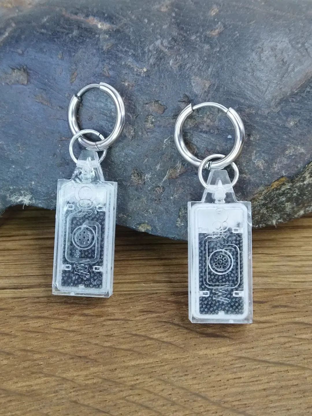 Cyberpunk earrings Huggie hoop techwear earrings Dystopian earrings men
