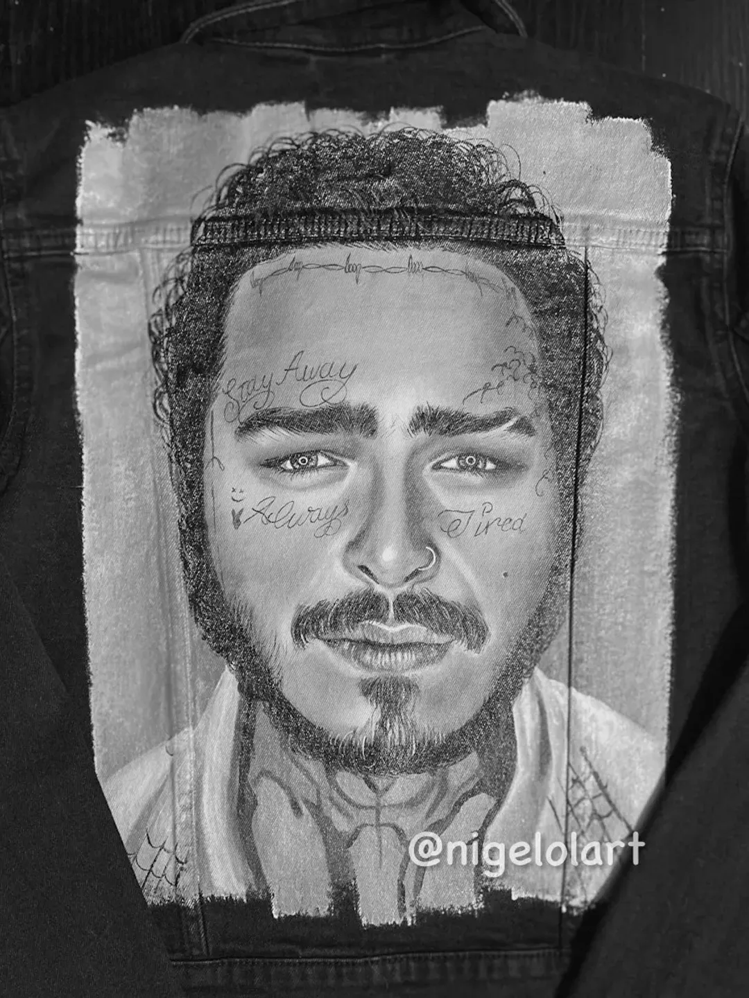 Post Malone Painted denim jacket  Jeans jacket Portrait Personalized jacket