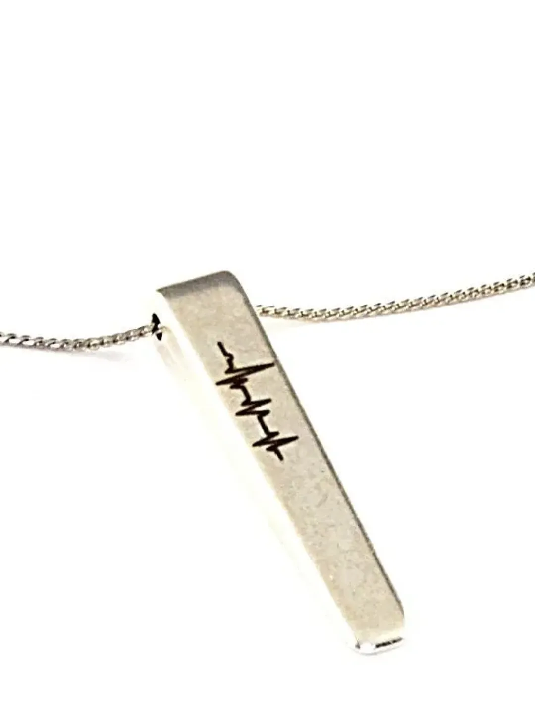 Baby Heartbeat Necklace, Ultrasound Necklace Vertical Bar, Expecting Mom to Be Pregnancy Gifts for Her, Heart Beat EKG Chain Necklace