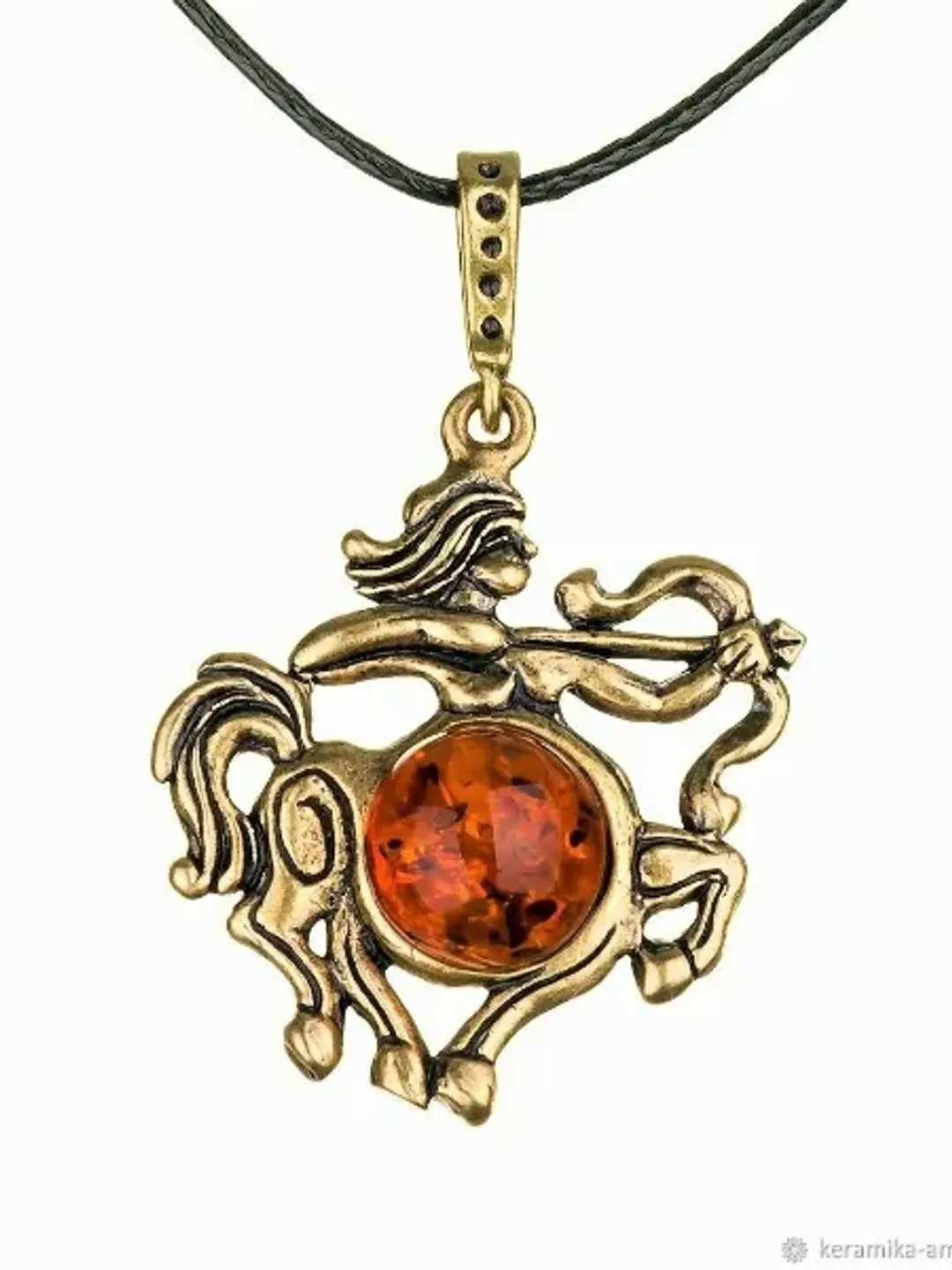 Sagittarius Zodiac Necklace Gold Brass Baltic Amber Pendant Sagittarius Jewelry Sagittarius Xmas Gift Women Men Teen