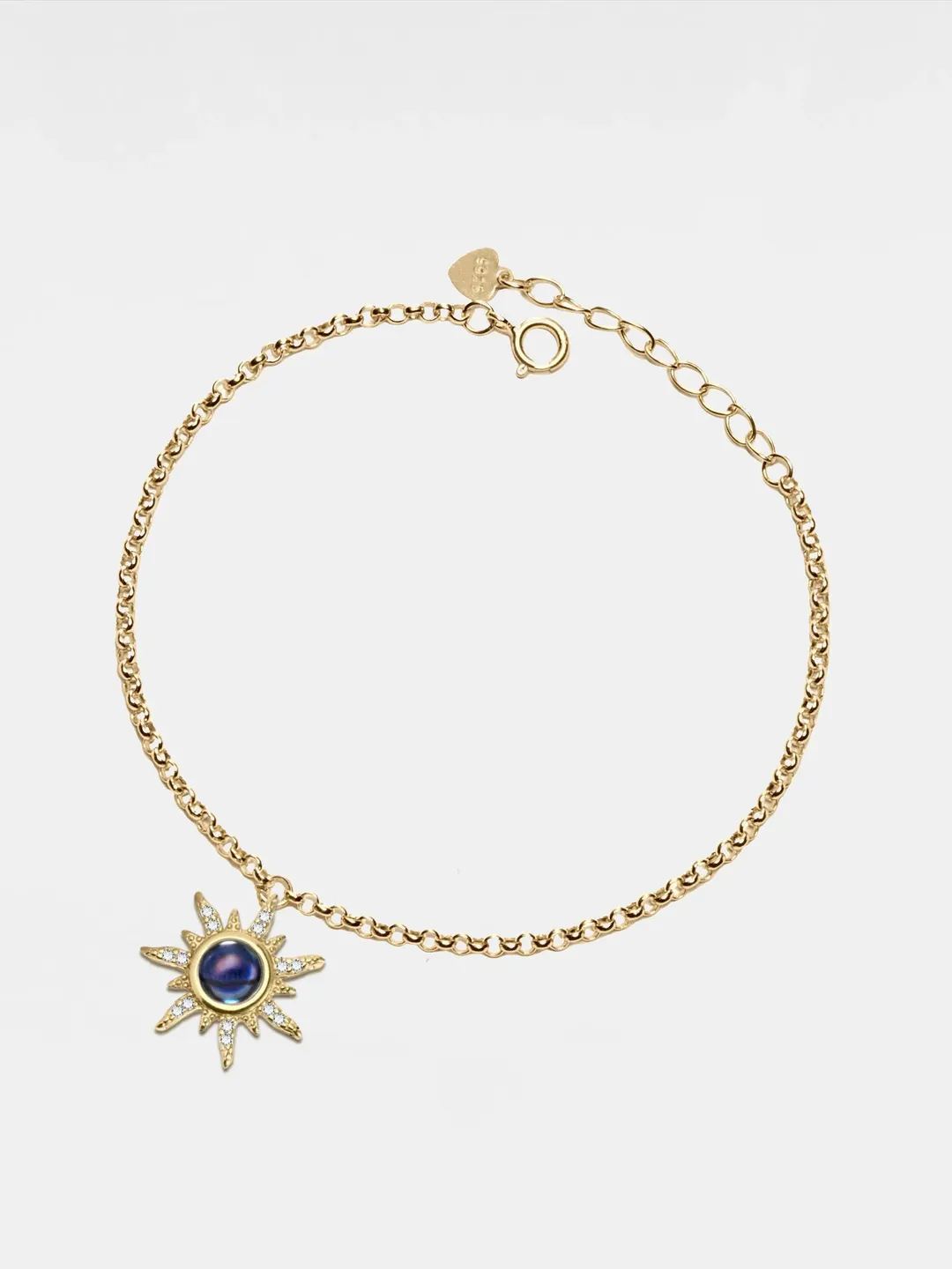 PERIMADE Sun Photo Projection Bracelet • Personalized Picture Inside Bracelet • Sterling Silver Keepsake Jewelry • Trendy Best Friend Gift