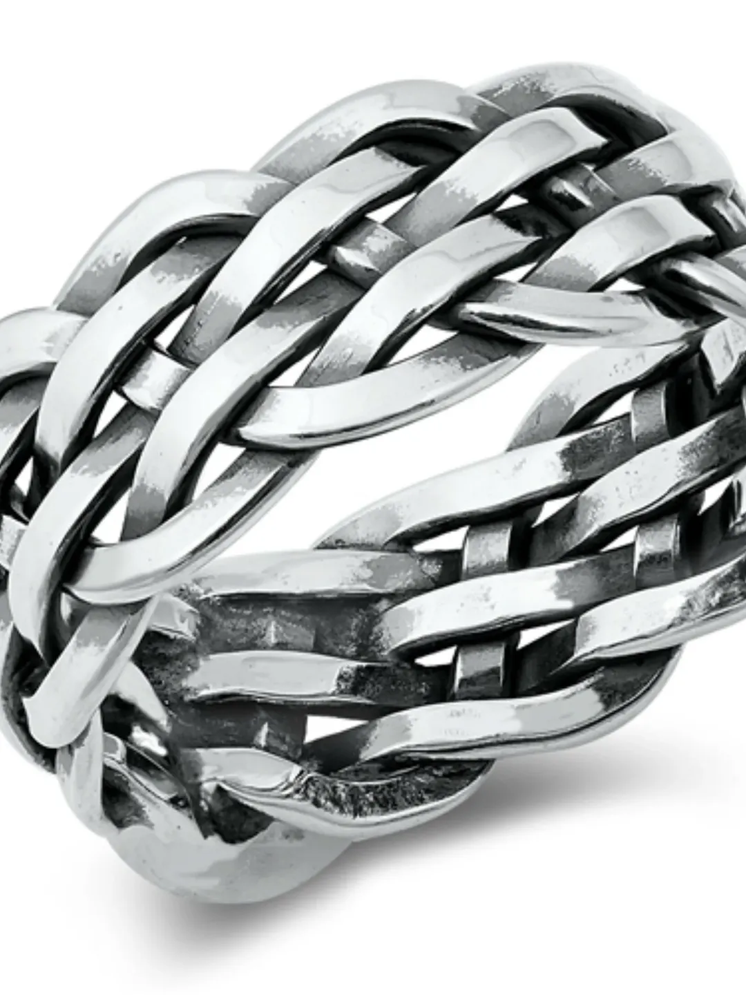 Sterling Silver Men's Ring, Braid Band, Woven Band, Sterling Silver Thumb Ring, Wide band, Unisex Ring, Boyfriend Ring, Size 5 to 12