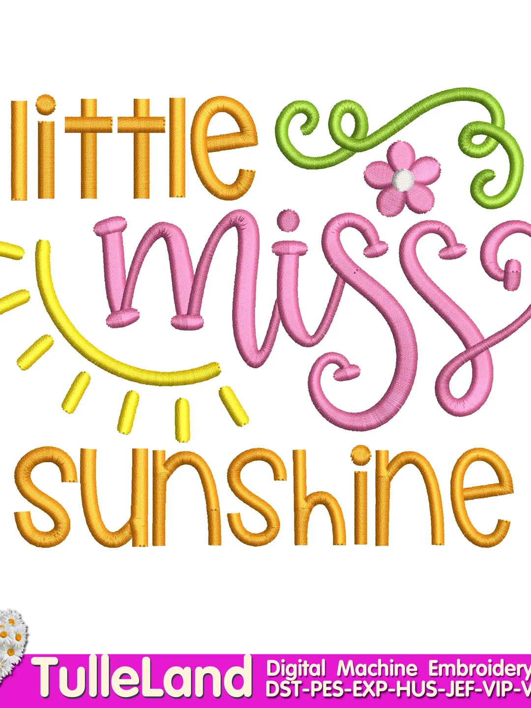 Little Miss Sunshine Design Applique for Machine Embroidery
