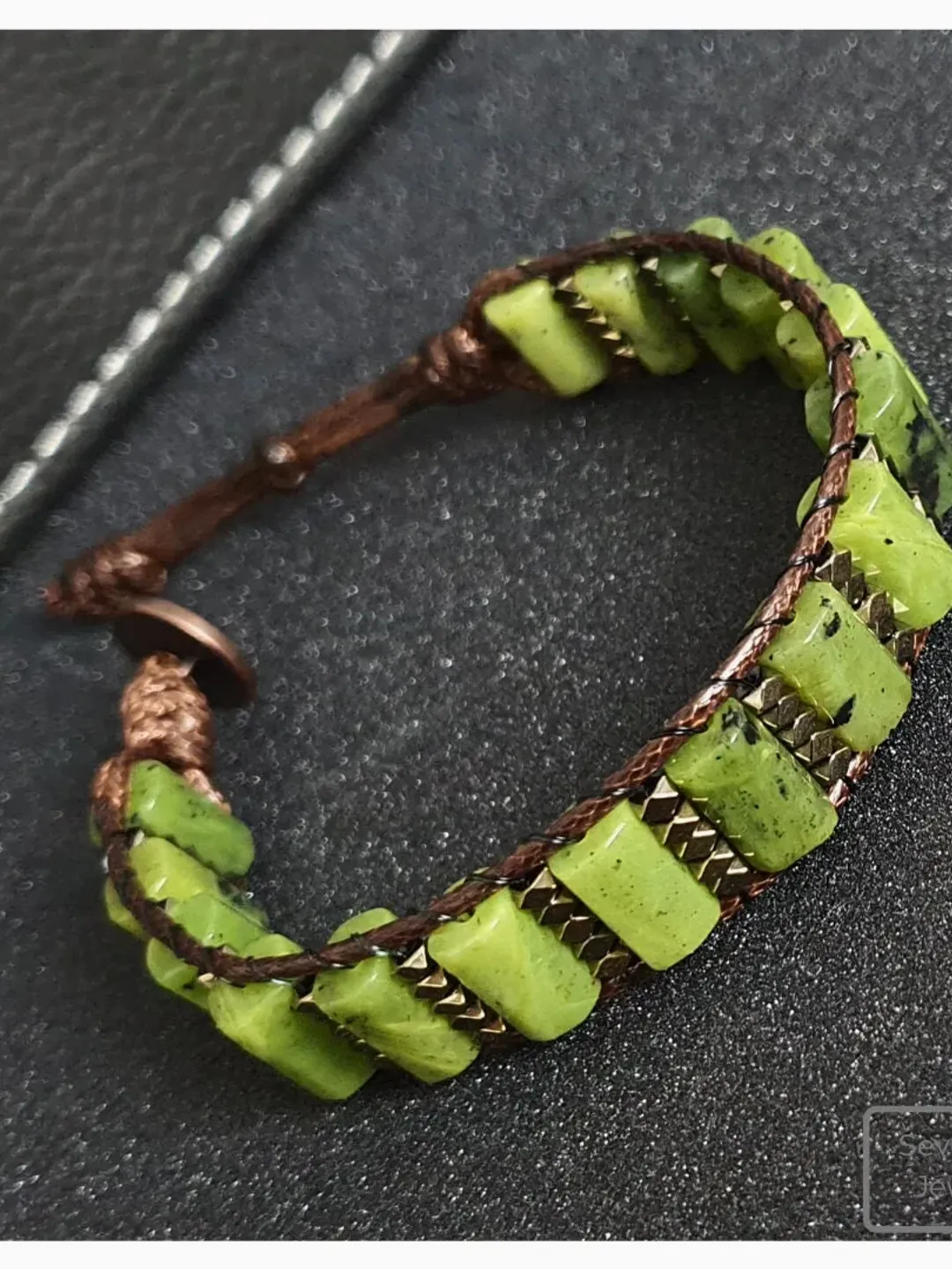 Natural Jade Bracelet with Hematite / Made To Order Bracelet / Gifts for Men / Gifts for Women /Special Design Jewelry / Nephrite Bracelet