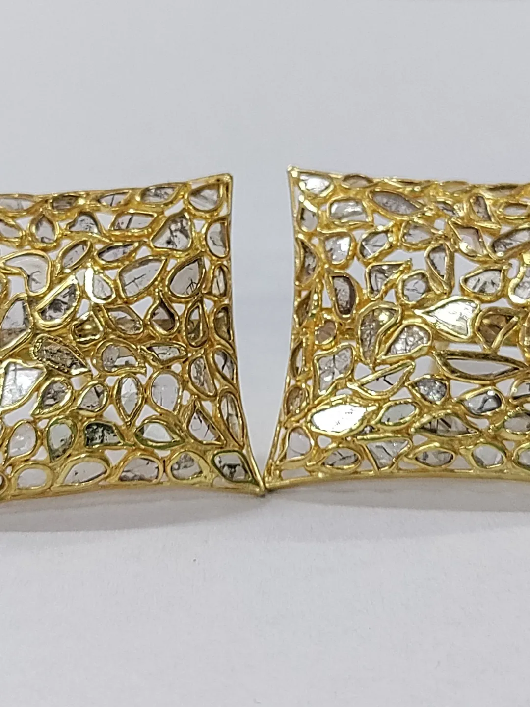 Polki Diamond Studs, Wedding Gift, Bridal Jewelry, Uncut Diamond Earrings, 925 Sterling Silver Stud, Push Studs, Polki Earrings