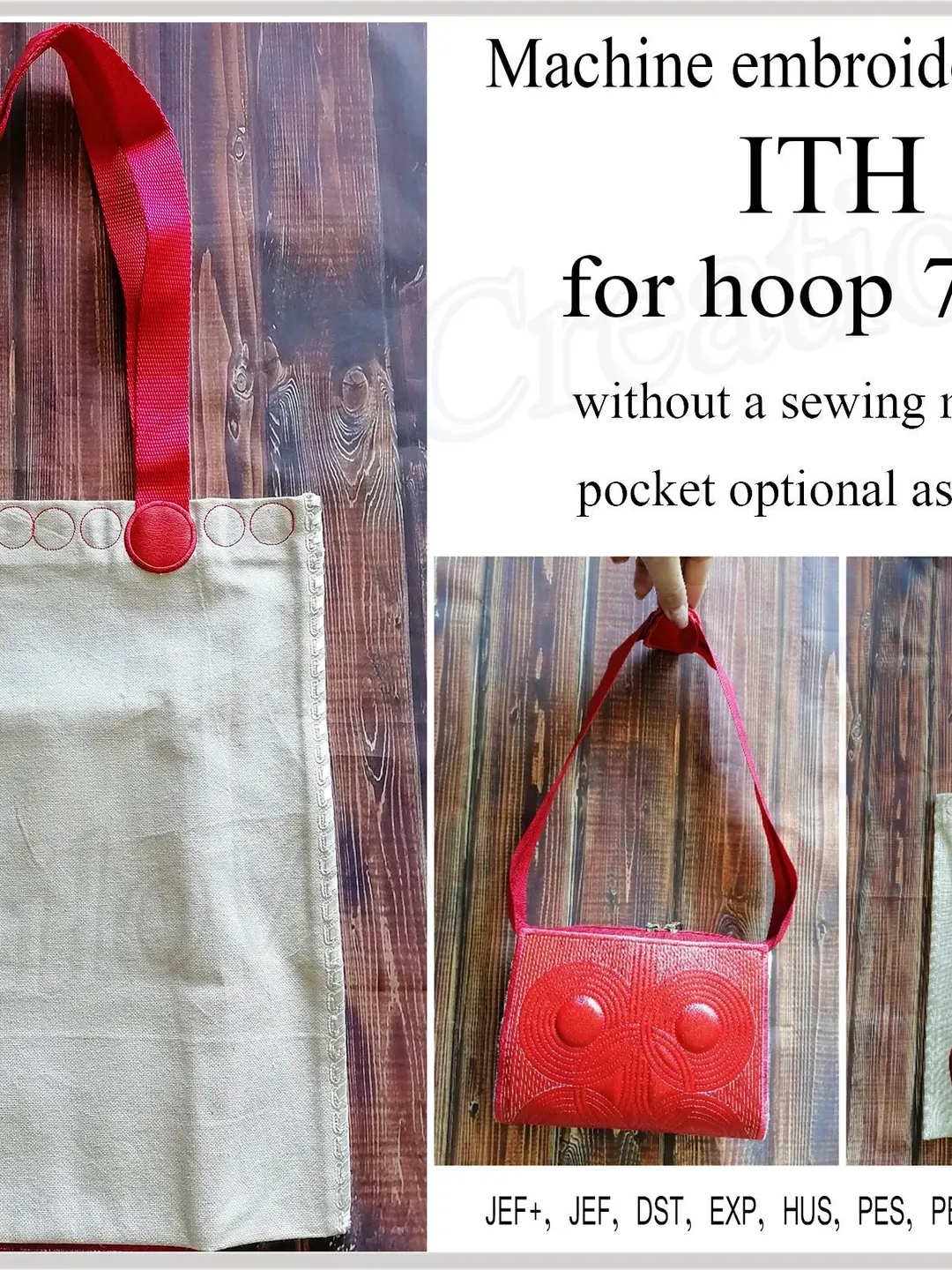 Tote bag embroidery pattern In the hoop projects Shopping bag Embroidery designs  7x11 hoop embroidery file PES  Embroidery Tutorial ITH