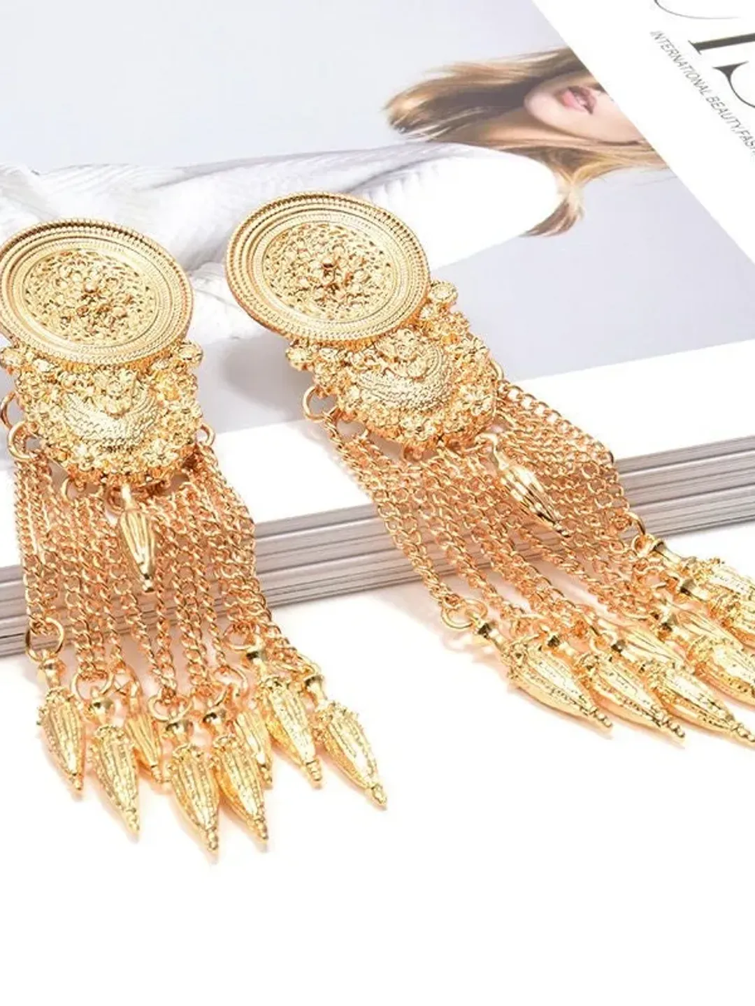 Chandelier Earrings, Gold Chandelier Earrings, Gold Statement Earrings, Long Gold Tassel Earrings, Gold Tassel Statement Earrings