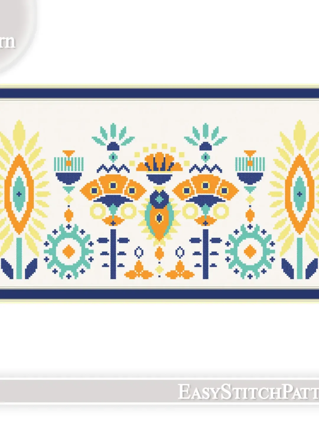 Flowers cross stitch pattern. Scandi cross stitch pattern. Abstract cross stitch.