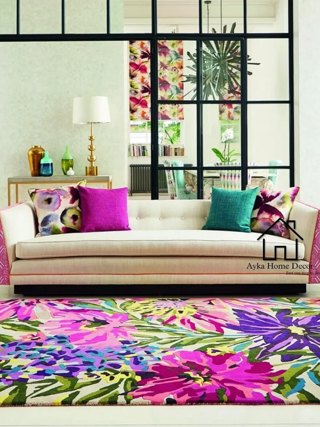Tufted Wool Floral Area Rug in Indigo/Pink/Purple Rug Stylish Hand ...