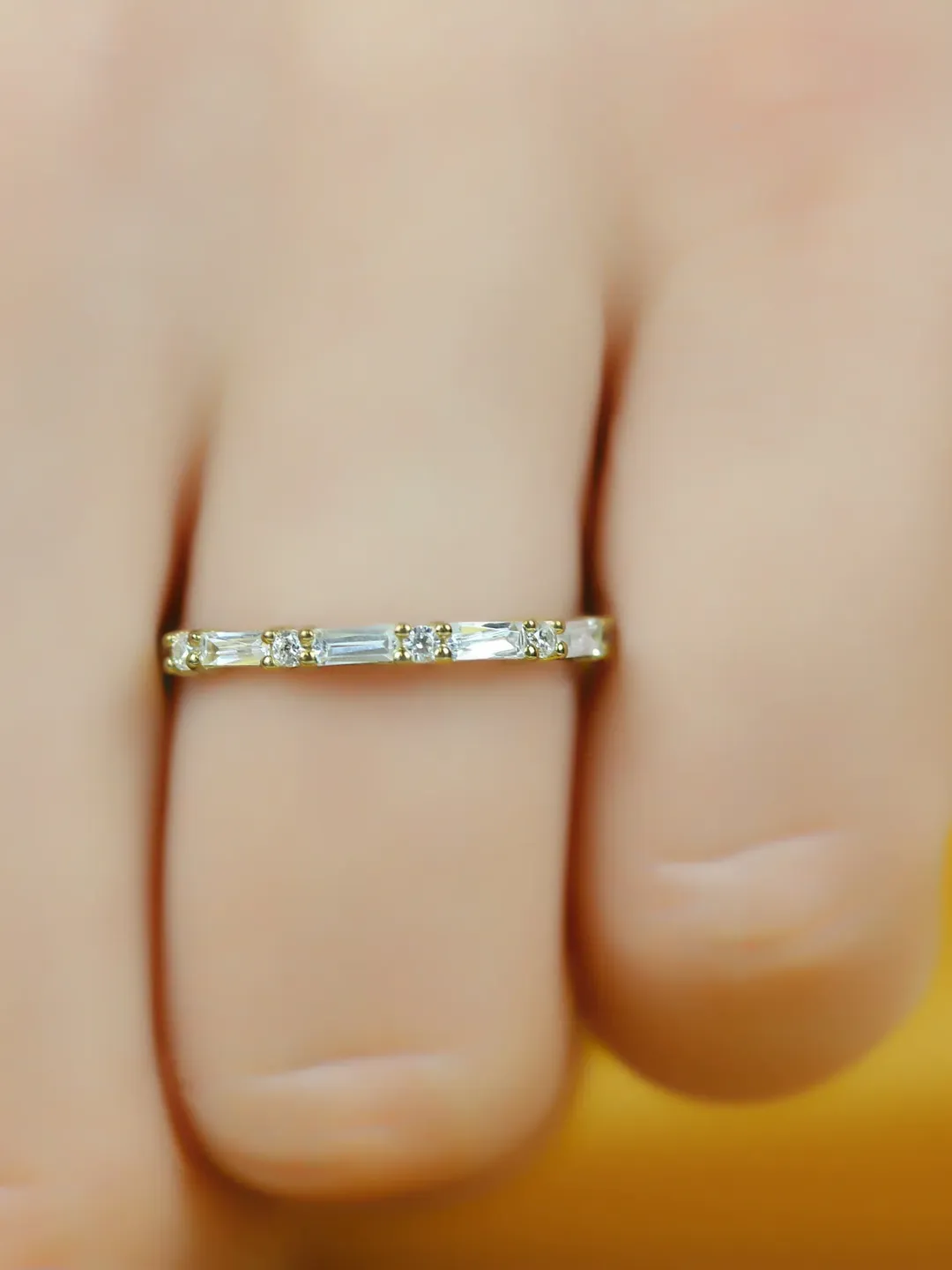 MOISSANITE RING BAND | Baguette Moissanite 14k Gold Eternity Ring Band | Women Wedding Jewelry | Gift For Anniversary | Minimalist Ring Band