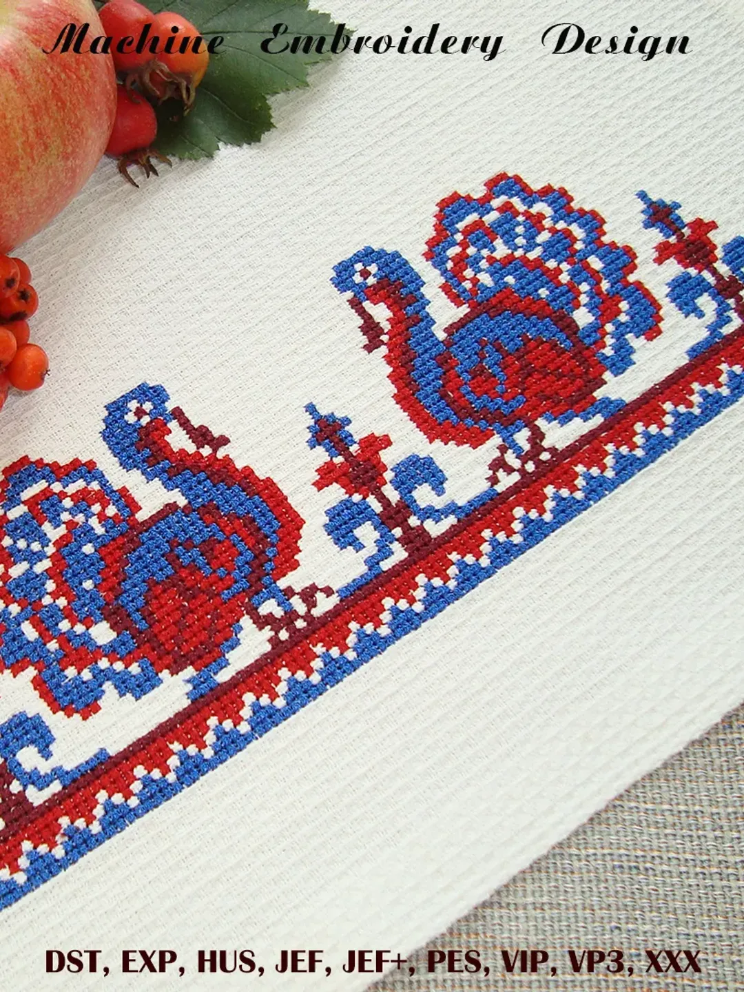 Thanksgiving Turkey cross stitch embroidery designs