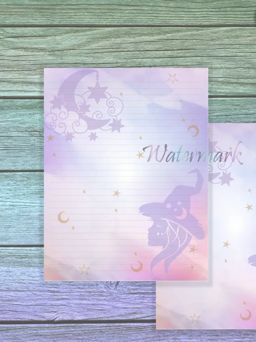 Moon Witch Paper Set | Stars and Moon Stationery | Witchcraft Page | Moon Spell Paper | Writing Paper | Letter Writing | Witchy Page