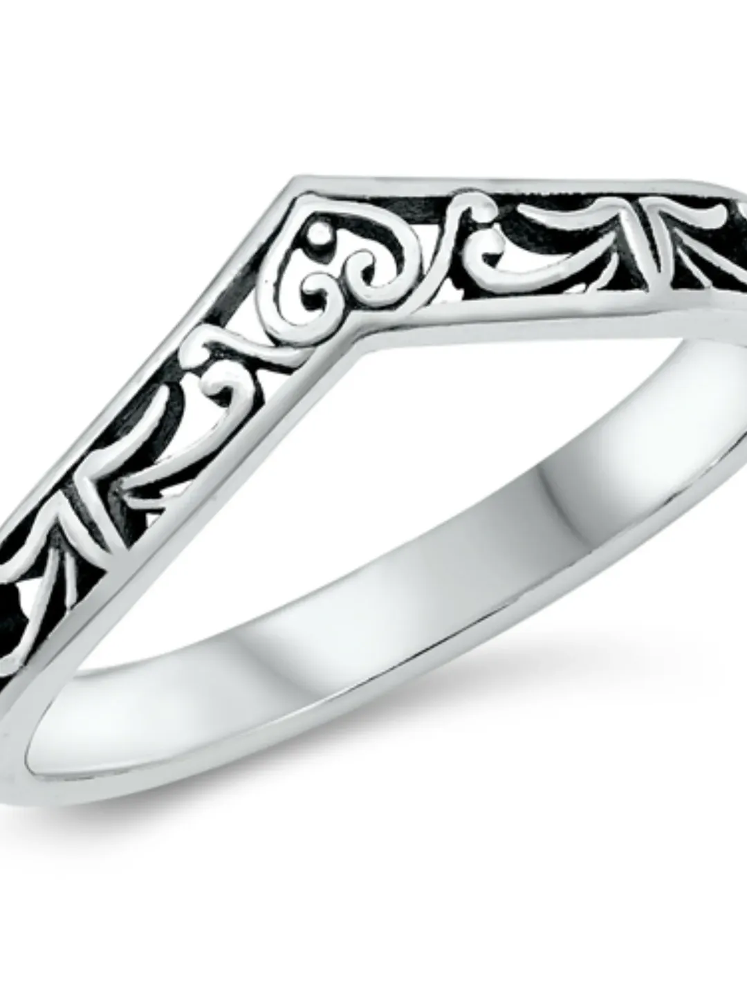 Thumb Ring Sterling Silver Thumb Ring Chevron V Toe Ring Pinky Ring Gift for Women Antique Patina Size 4 to 10