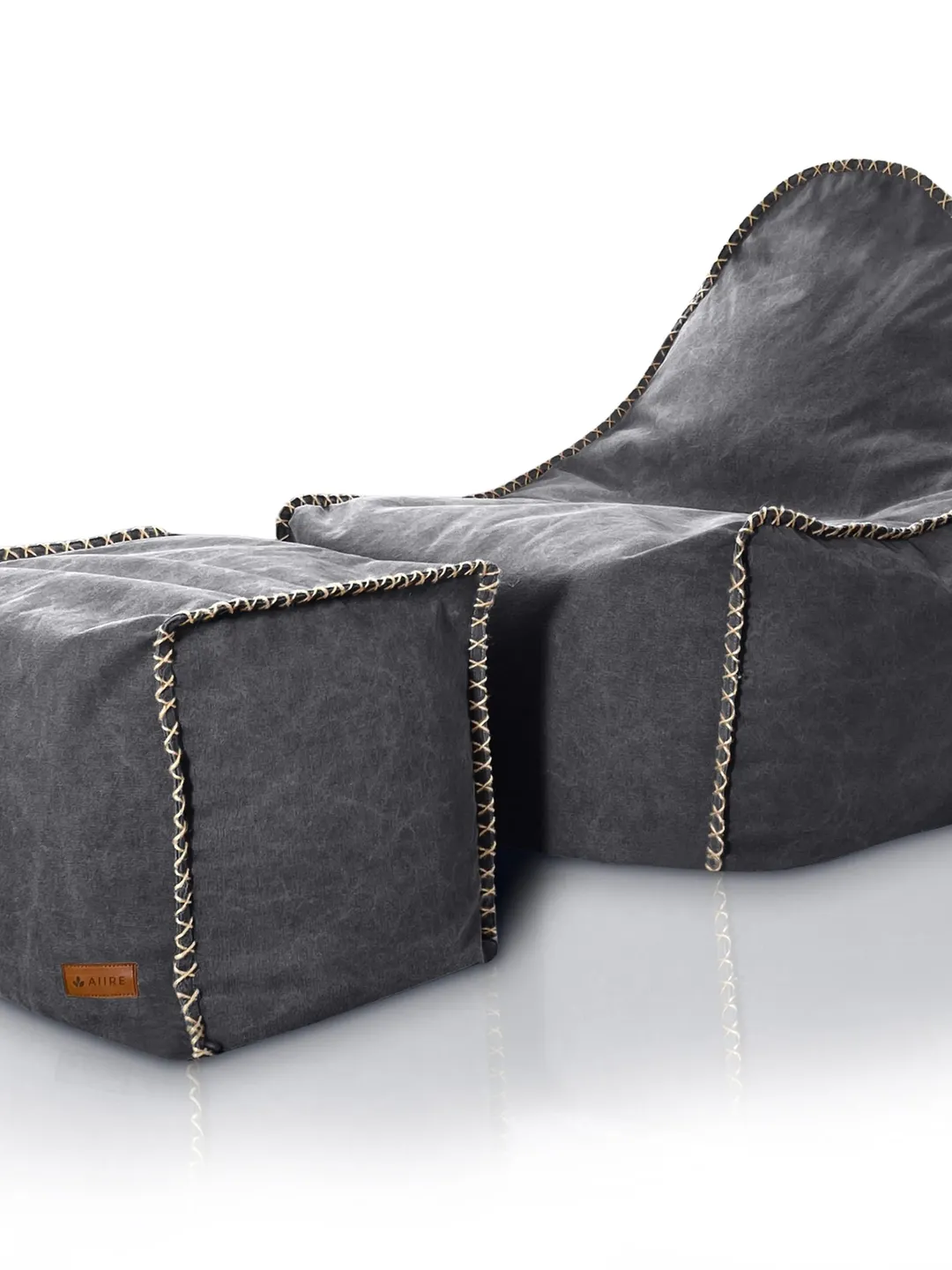 Modern Luxury Puff Salon - Design XXL pouf with padding included and hand finish - Bean Bag Chair Grey