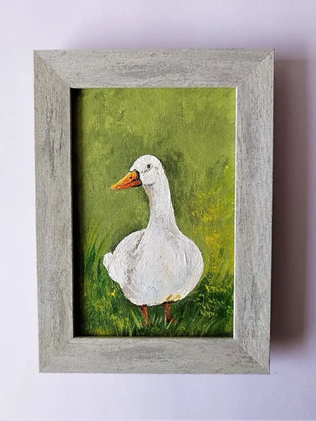 Bird wall art framed, Goose bird pictures wall decor, Impressionism bird painting impasto