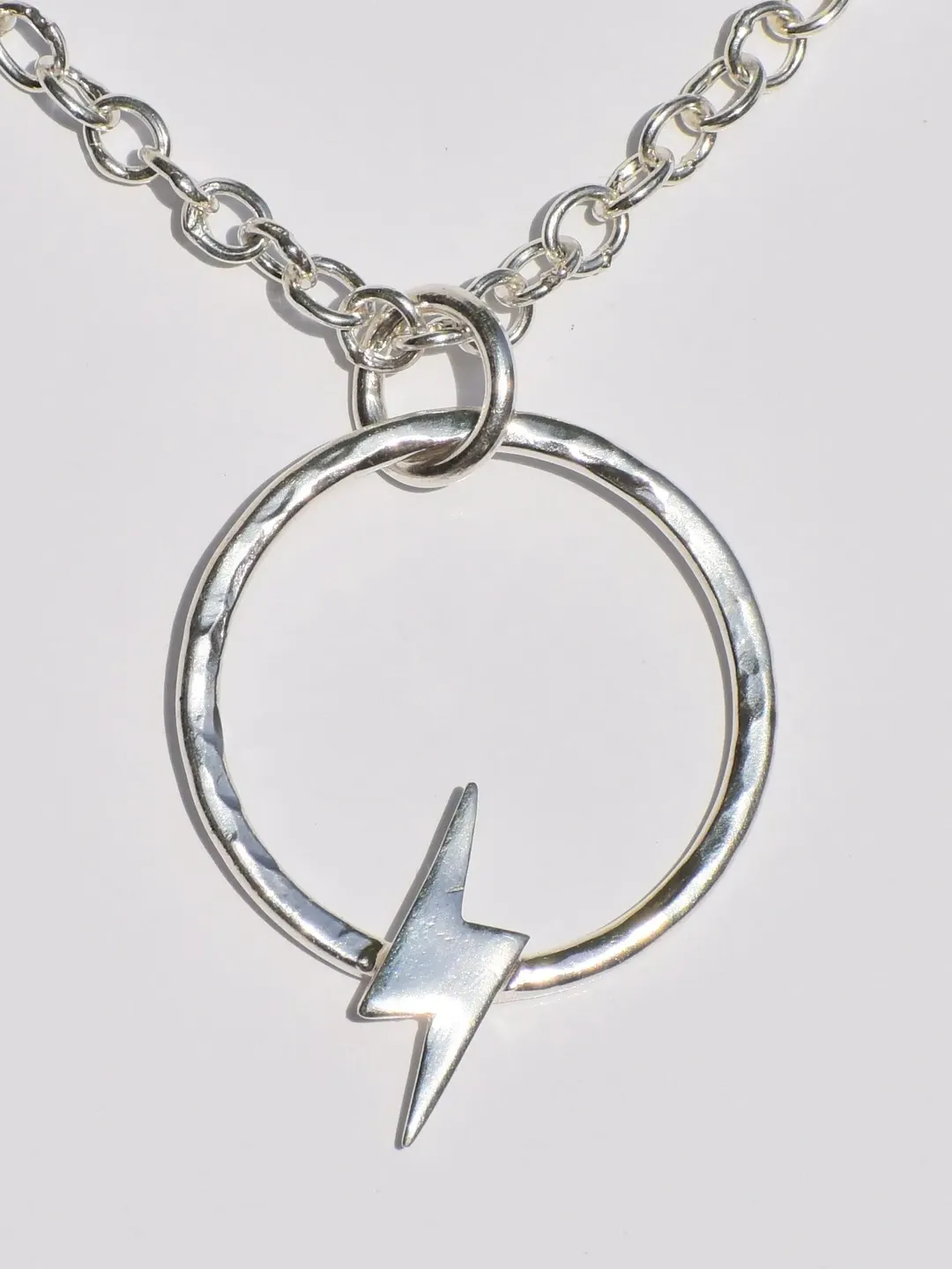 Hollow Circle Pendant, Silver Necklace, Flash Lighting Necklace, Open Circle Necklace, 925 Sterling Silver Necklace, Thin Round Ring Pendant