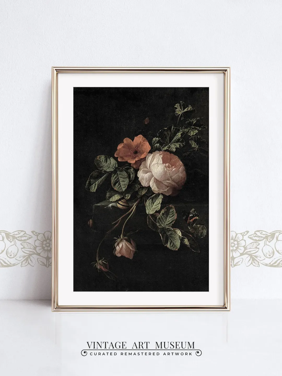 Vintage Rose Oil Painting Still Life Wall Art Print, Large Antique  PRINTABLE Home Decor, Digital Downloadable | 186, image size:1080x1440