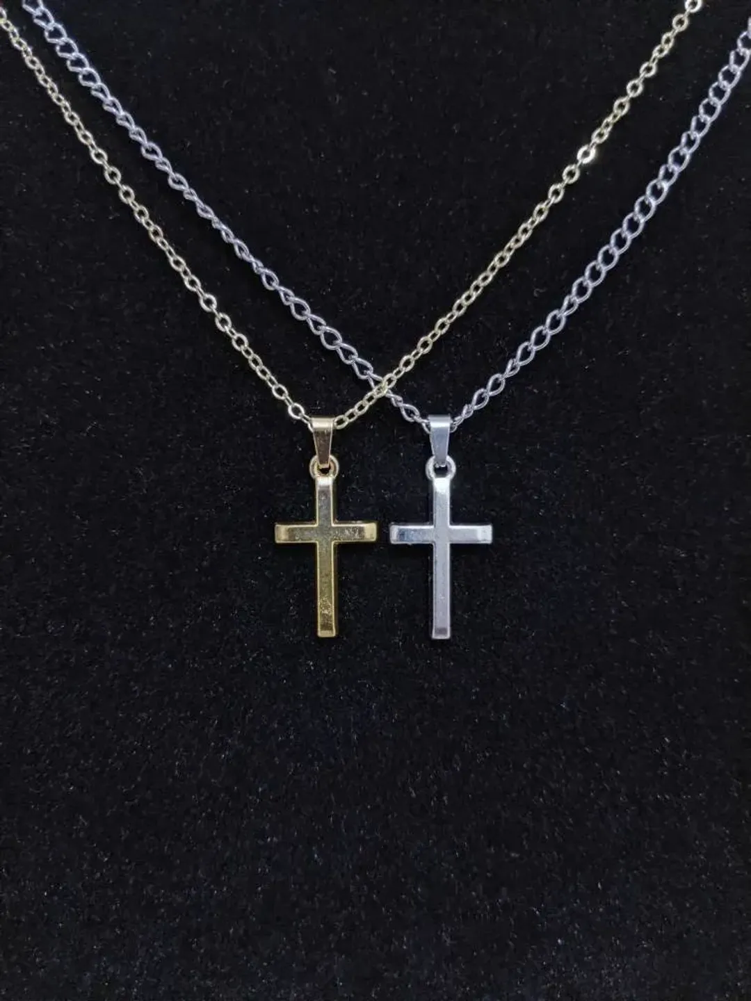 Cross Necklace Stainless Steel & Gold plated Charm Necklaces. Gothic, Minimalistic, Unisex