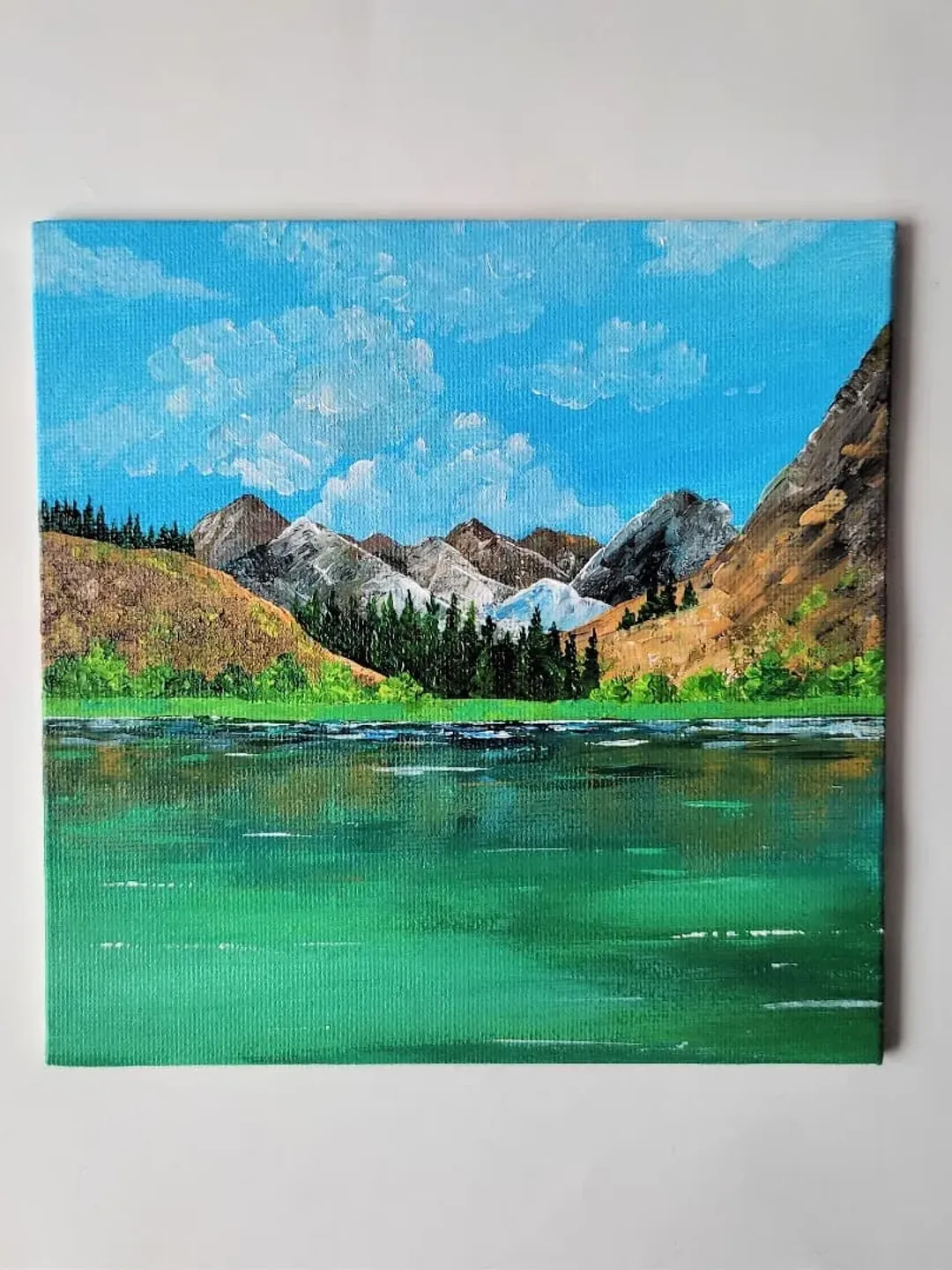Mountain landscape painting, Mountain lake original painting art wall ...