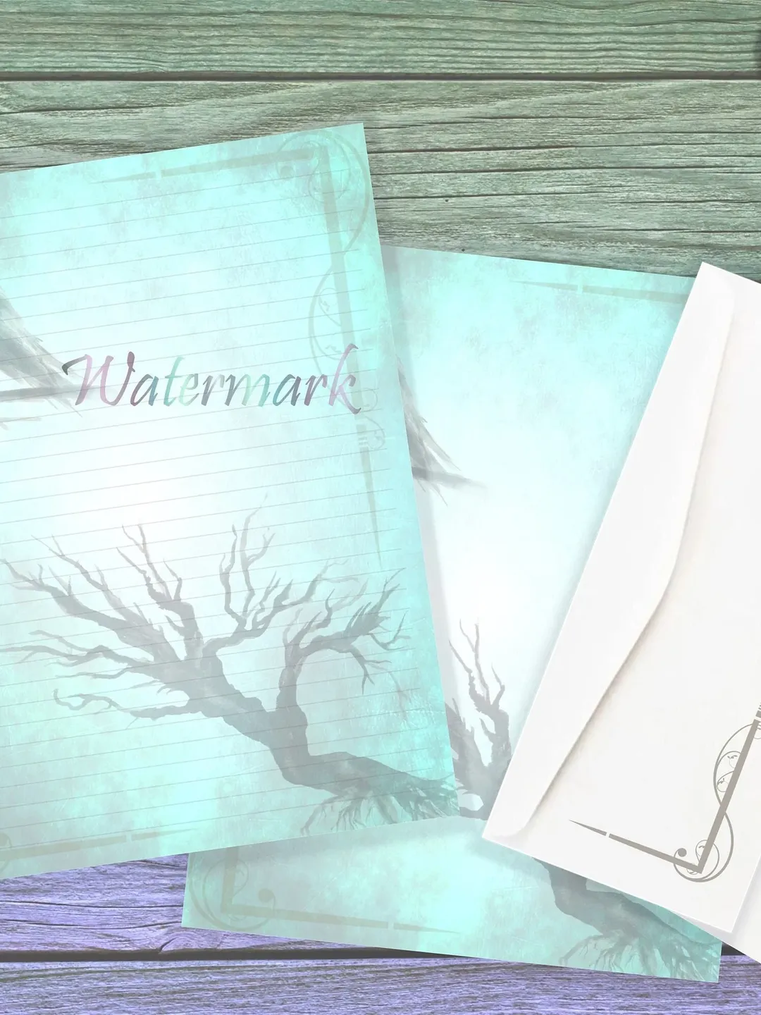 Teal Crow Writing Paper Set | Crow Stationery | Raven Writing Pages | Envelope Set | Letter Paper | Blue Stationery | Journal Paper Set