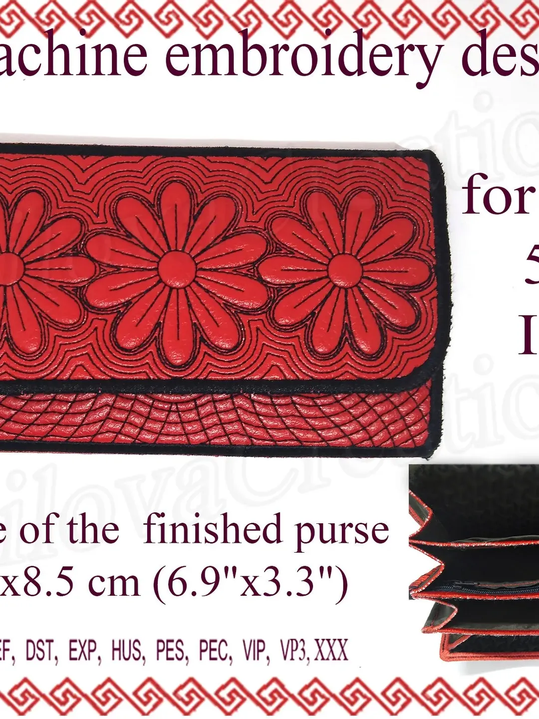 Embroidery designs Wallet In the Hoop 5x7 purse, Clutch little bag, phone case, Machine embroidery designs trapunto Case Embroidery Design