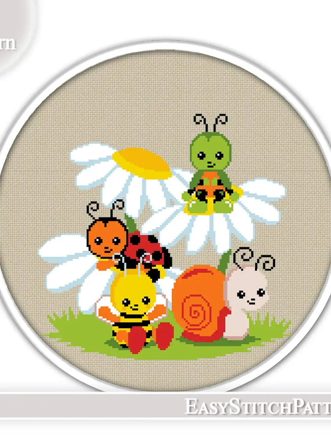 Nursery cross stitch pattern. Little Insects cross stitch. Baby cross stitch.