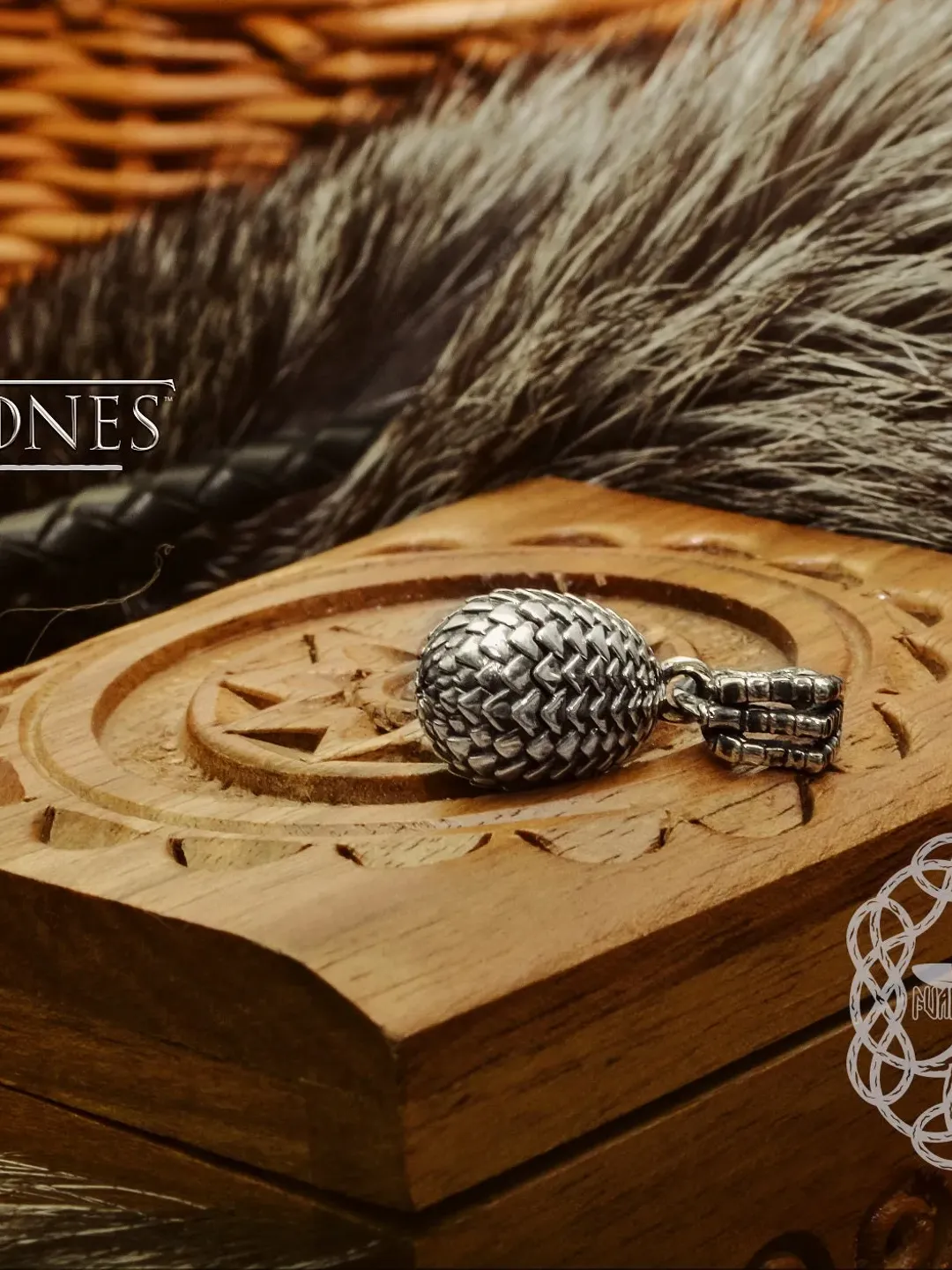 Dragon Egg Pendant, Sterling Silver Pendant, Khalessi Mother of Dragons, Game of Thrones Jewelry, Dragons Amulet