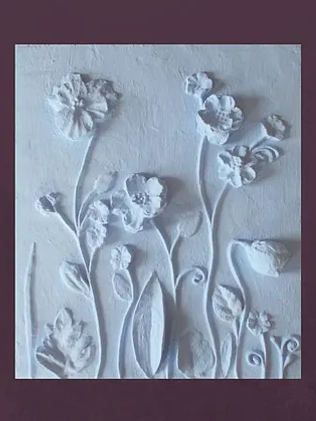3d flower wall art light blue wall decor panel gypsum  pastel bas-relief