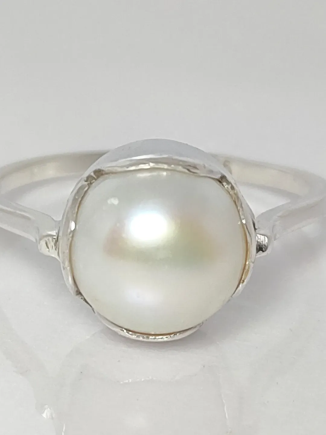Pearl Ring, Gemstone Ring, Sterling Silver Ring, Handmade Ring, Vintage Jewelry, Unisex Ring, Birthstone Ring, Stone Ring, Anniversary Gift