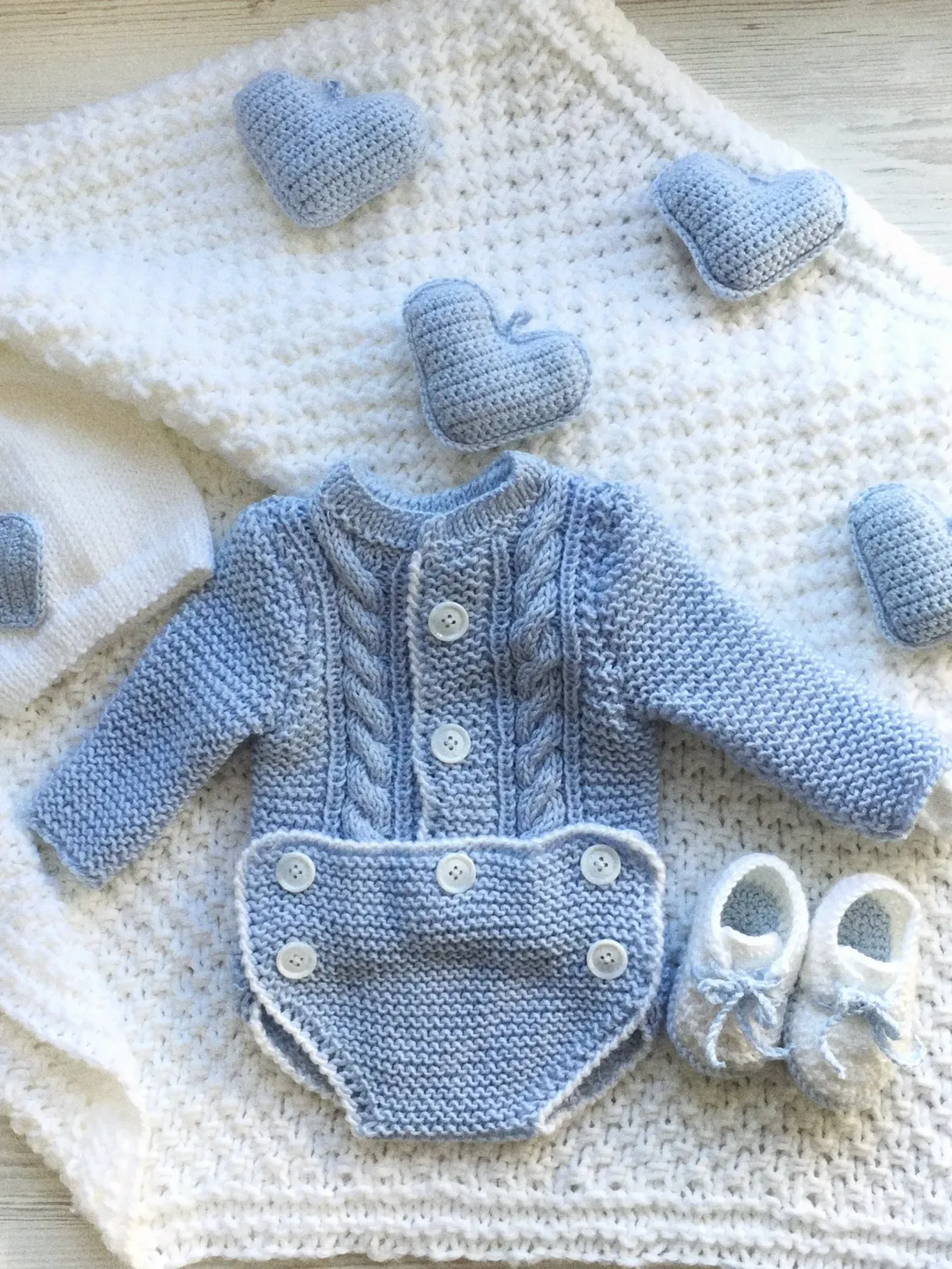 Hand made outfit for baby boy. Knitting outfit for baby born boy. Take home set for newborn boy. Baby shower gift for boy. Baptism gift