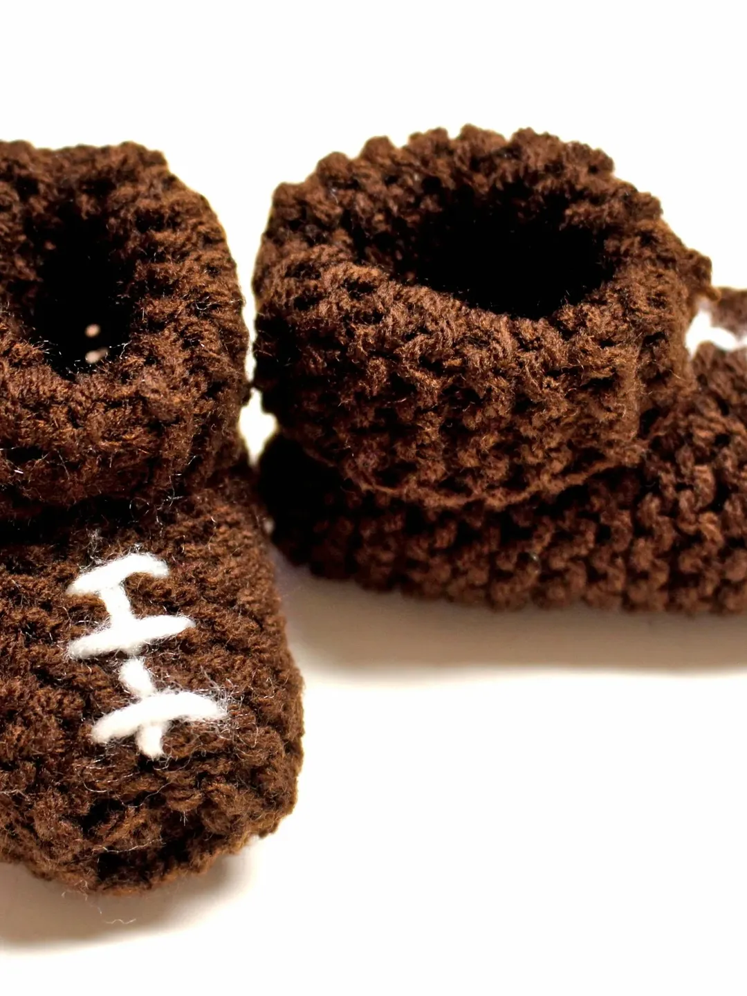 Knit Football Baby Shoes, Crochet Yarn Baby Socks, Baby Booties, Great Stocking Stuffers for Baby's First Christmas, Baby Shower Gift Ideas