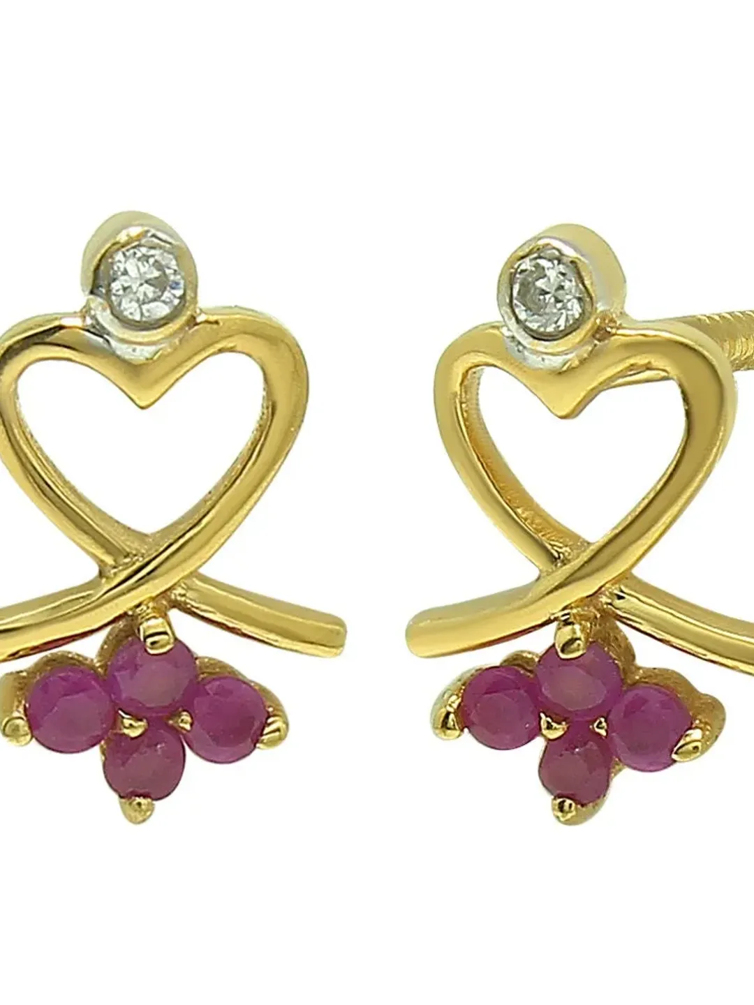 Ruby&Moissanite Studs, Ruby Earrings, 925 Sterling Silver Stud, Wedding Jewelry, Ruby Jewelry, Post Earring, Bridal Earrings, Christmas Gift