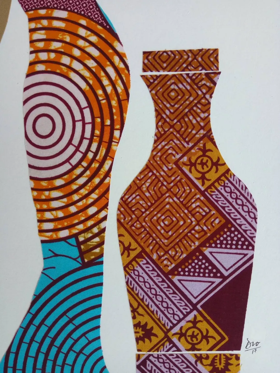 African Art Collage 3 / African Batik / Fabric Collage / Abstract Art ...