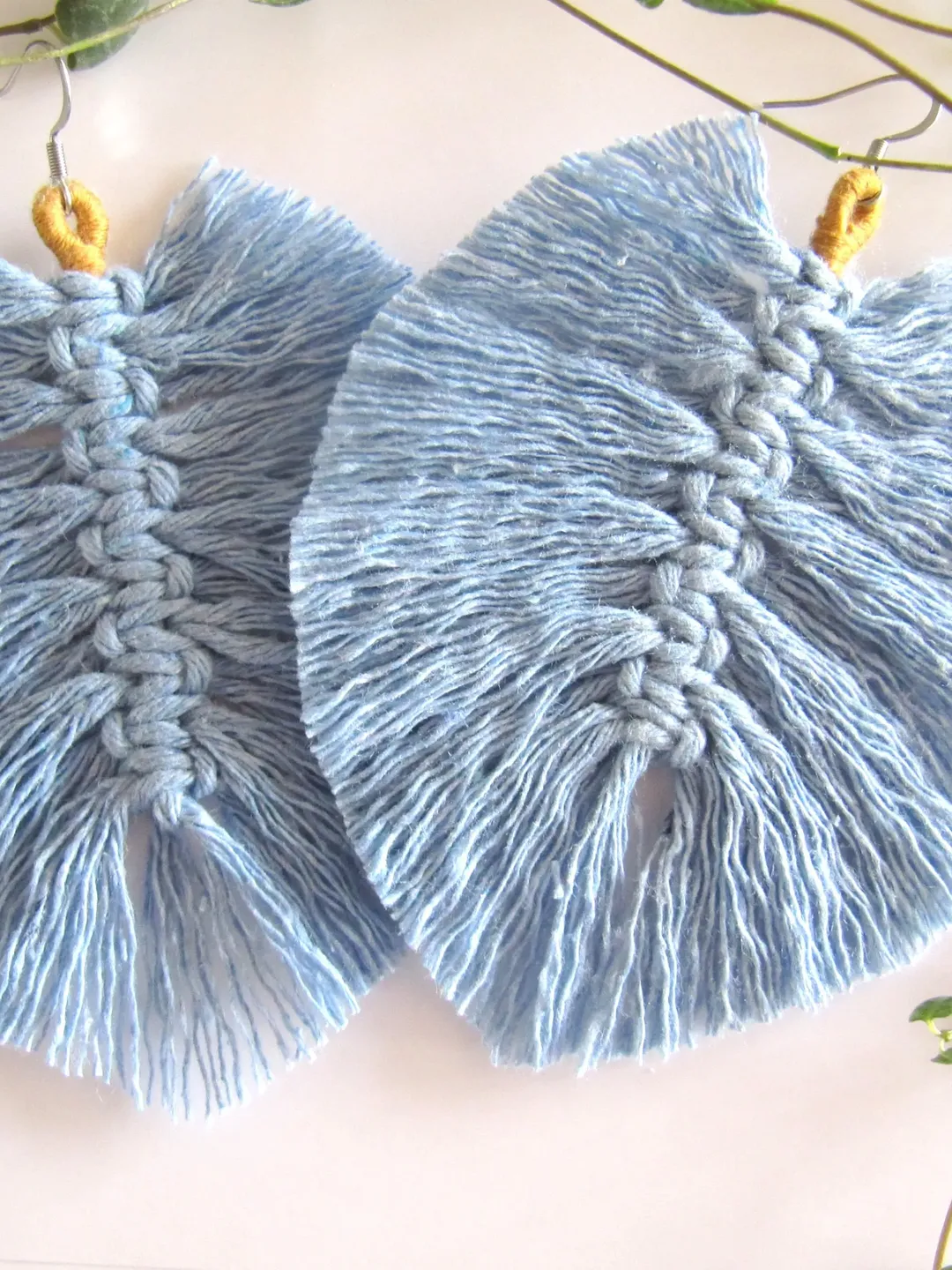 Macrame Earrings Feather, Feather Earrings, Boho Earrings, Macrame Jewelry, Summer Jewelry, Boho Jewelry, Cotton Earrings, Feather,