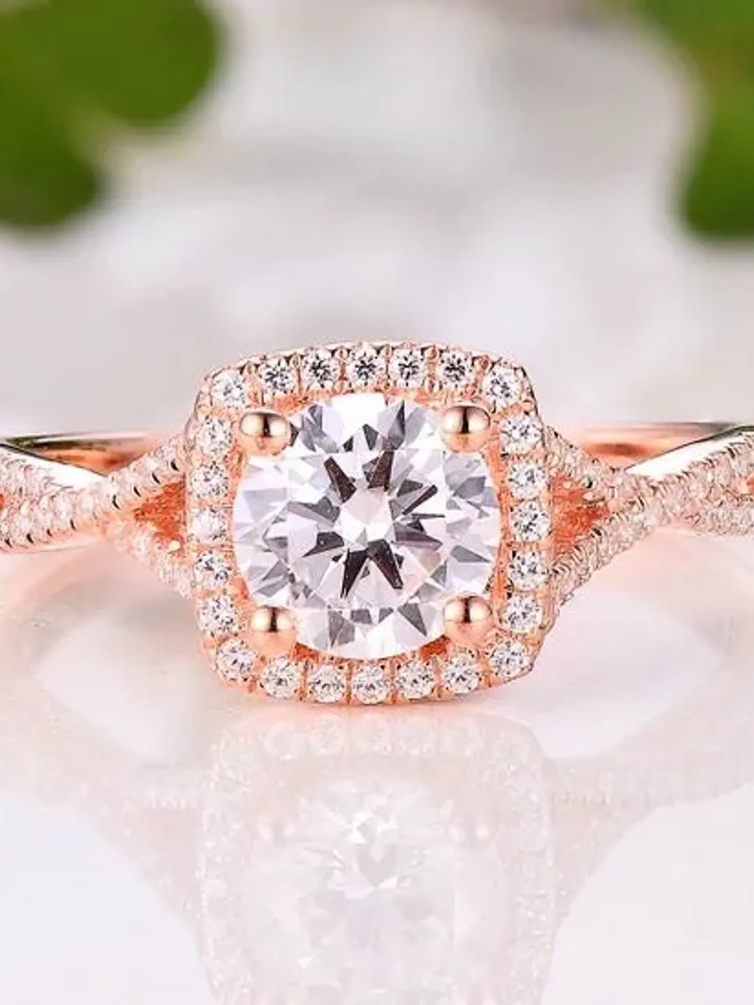 Solid 14K Rose Gold Round 6MM Semi Mount Ring / Engagement & Wedding Ring / Diamond Ring