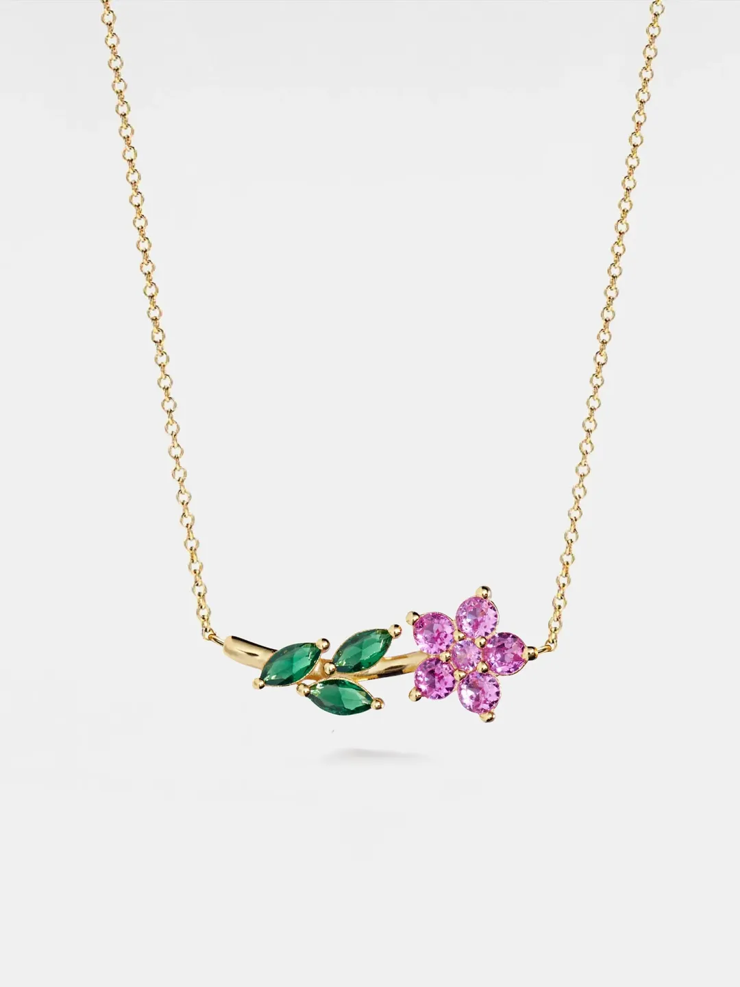 PERIMADE Colorful Flower Charm Pendant • Horizontal Flower Layering Necklace • Sterling Silver Friendship Jewelry • Trendy Best Friend Gift