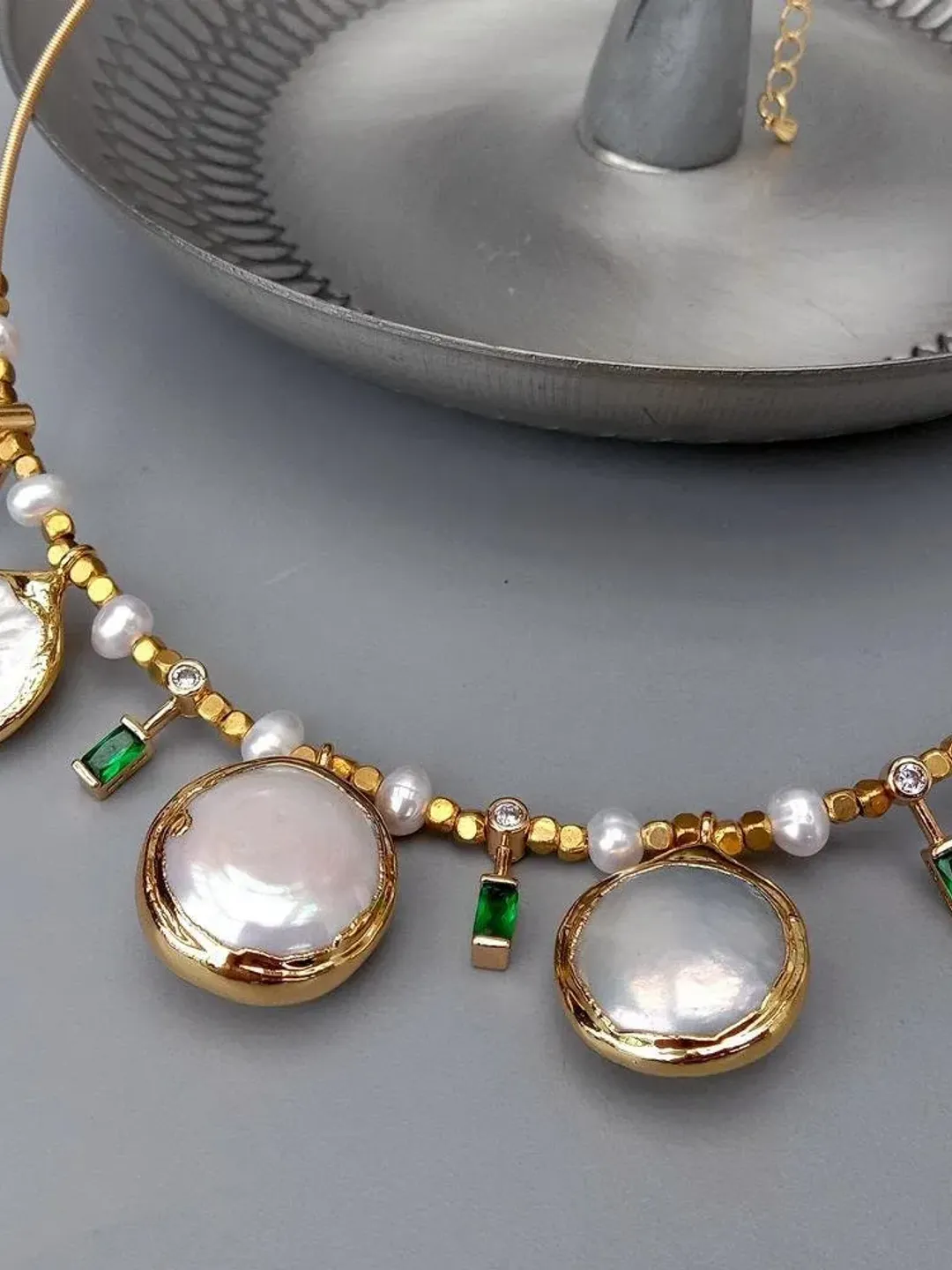 Gold Plated Choker Necklace, Pearl Necklace, Gold Choker, Pearl Choker, Gold Necklace, Unique Necklace, Gemstone Necklace, Gemstone Choker