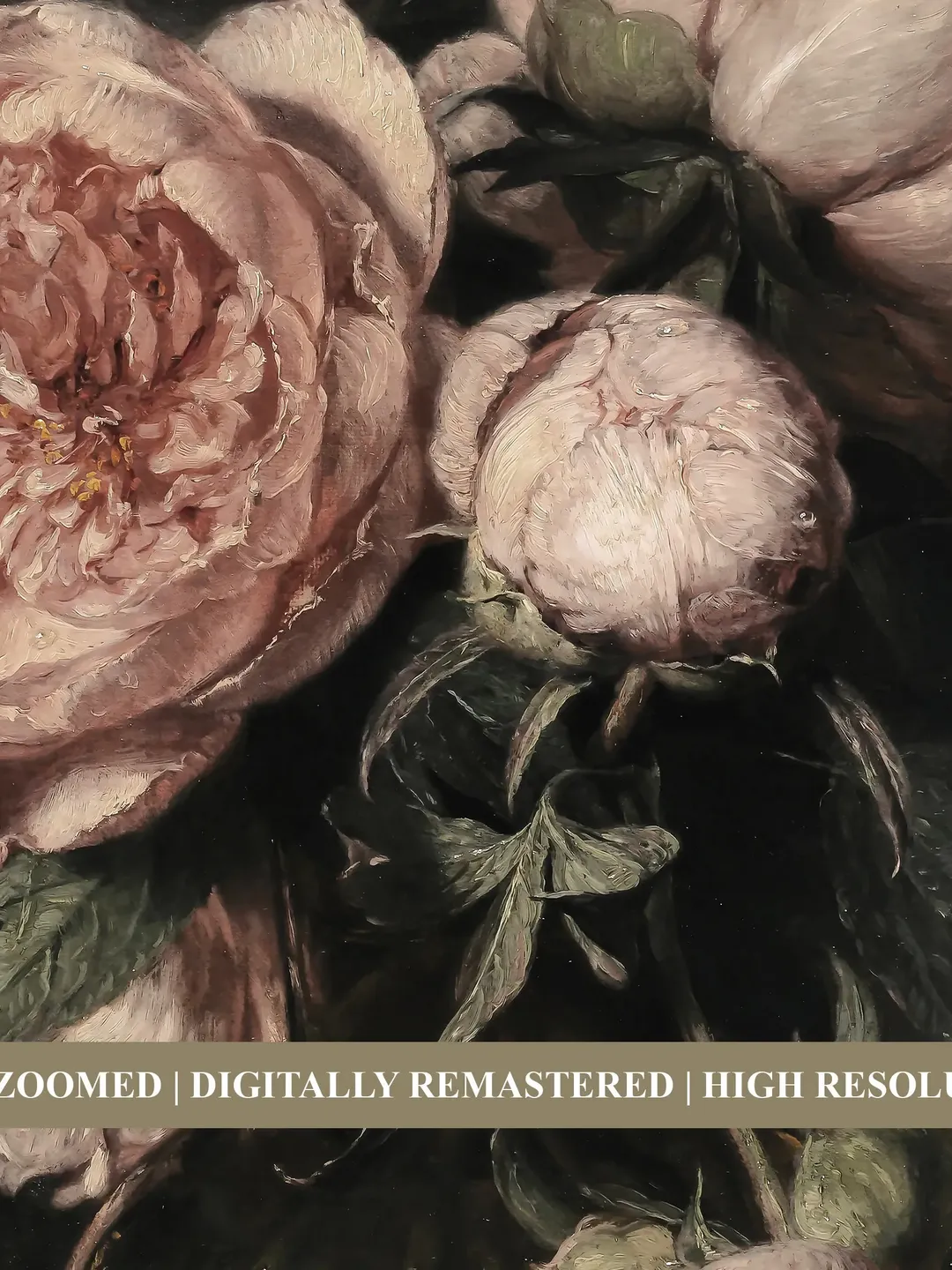 Dark Vintage Pink Peonies Art Print, Moody Floral Still Life Oil ...