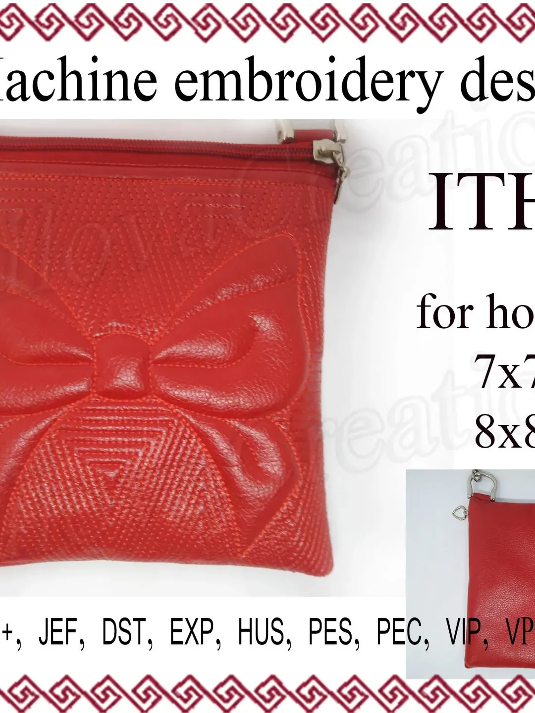 In The Hoop embroidery project Bag ITH Bow embroidery file Machine embroidery designs