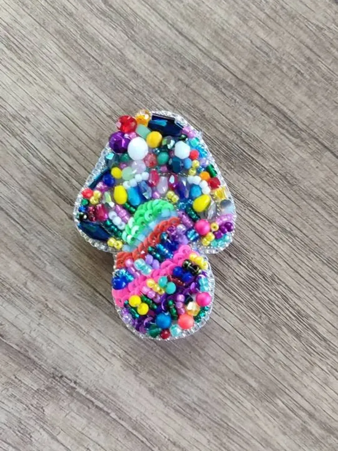Brooch embroidery Handmade embroided beaded multicolored mushroom brooch Tiny brooches Embroidered accessories Embroidered gifts