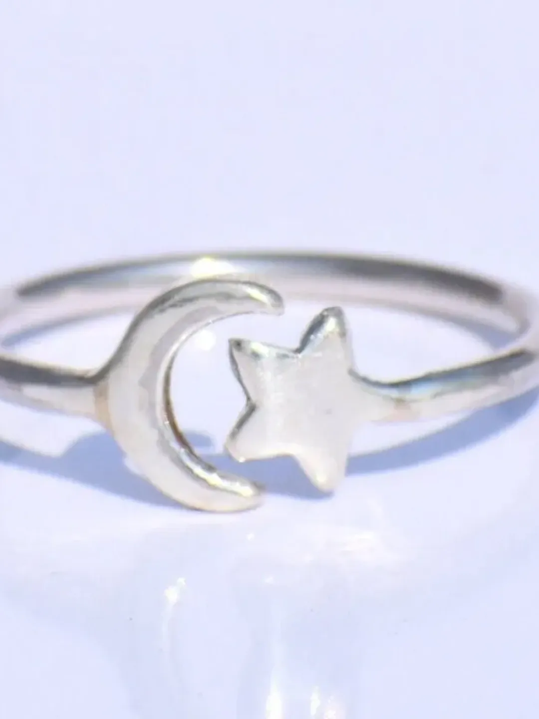 Silver Star Ring, Silver Crescent Ring, 925 Silver Ring, Handmade Ring, Adjustable Ring, Silver Dainty Ring, Bohemian Ring, Stacking Jewelry