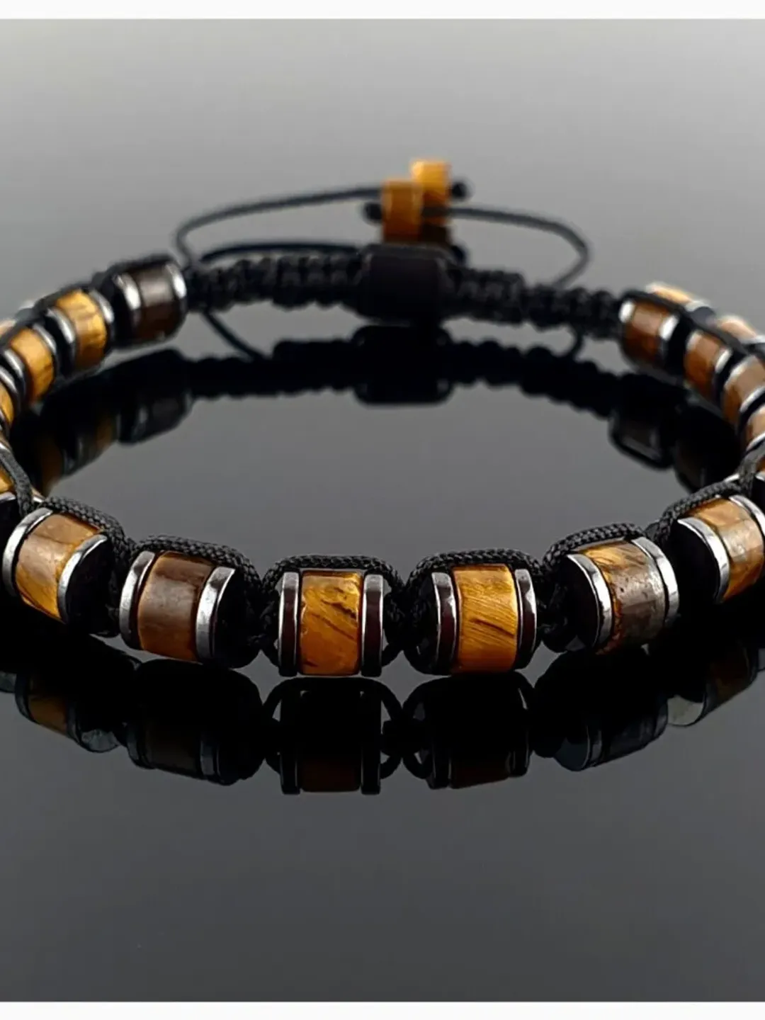 Natural Tiger's Eye Macrame Bracelet  with Hematite, Design Bracelet, Gift For Men, Gift For Women, Gift For Him, Gift For Her, Fall Jewelry