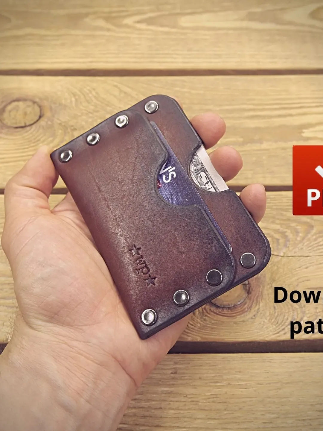 Rivet wallet - pdf leather pattern. MW1